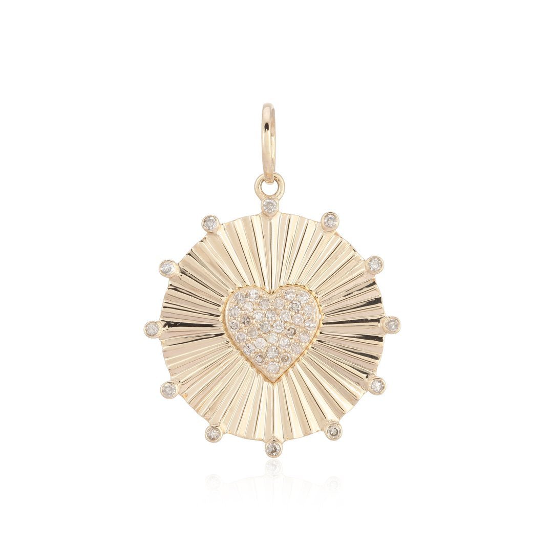 14K Diamond Heart Medallion Charm - Nolita