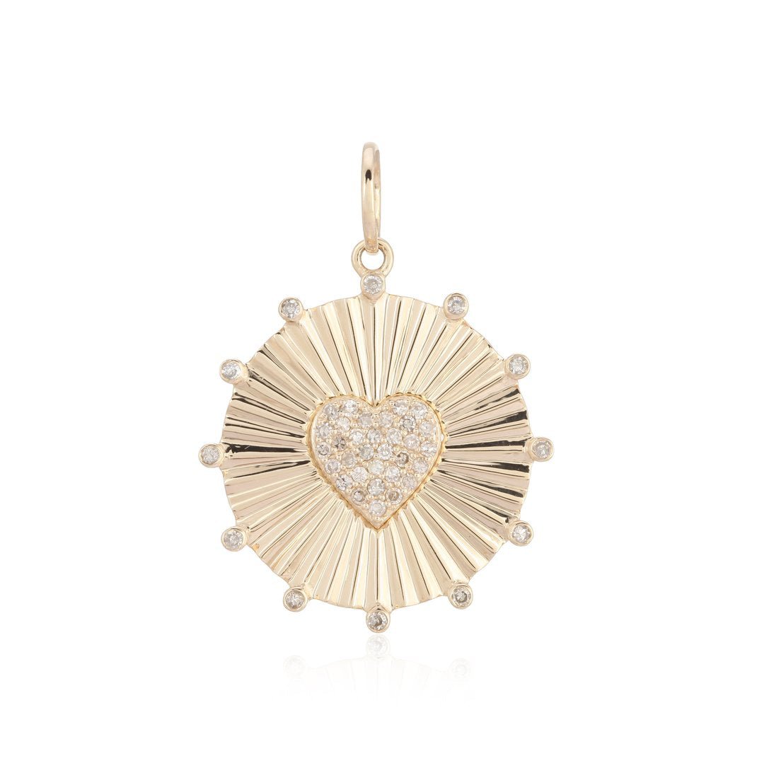 14K Diamond Heart Medallion Charm - Nolita