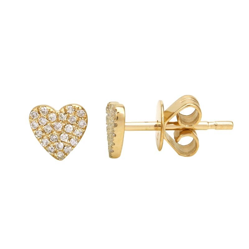 14K Diamond Heart Stud Earrings - Nolita