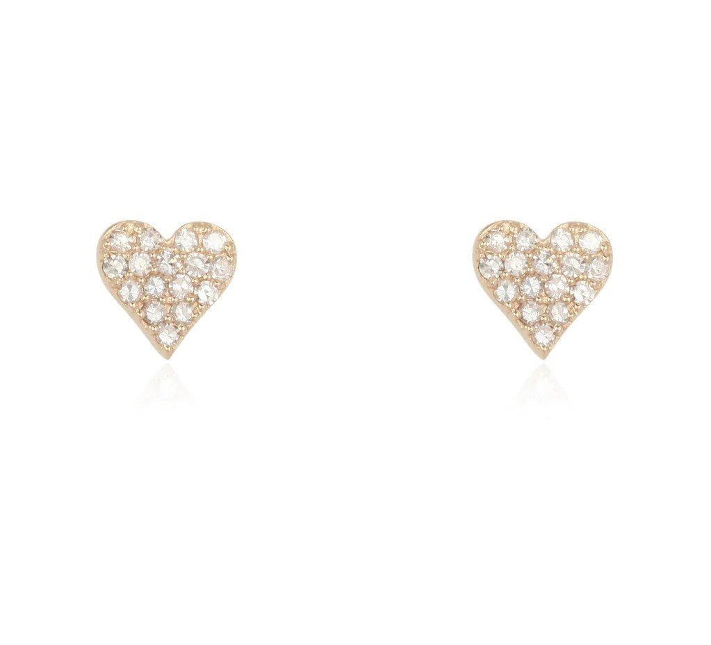 14K Diamond Heart Stud Earrings - Nolita