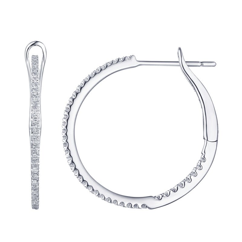 14K Diamond Hoop Earrings- Large - Nolita