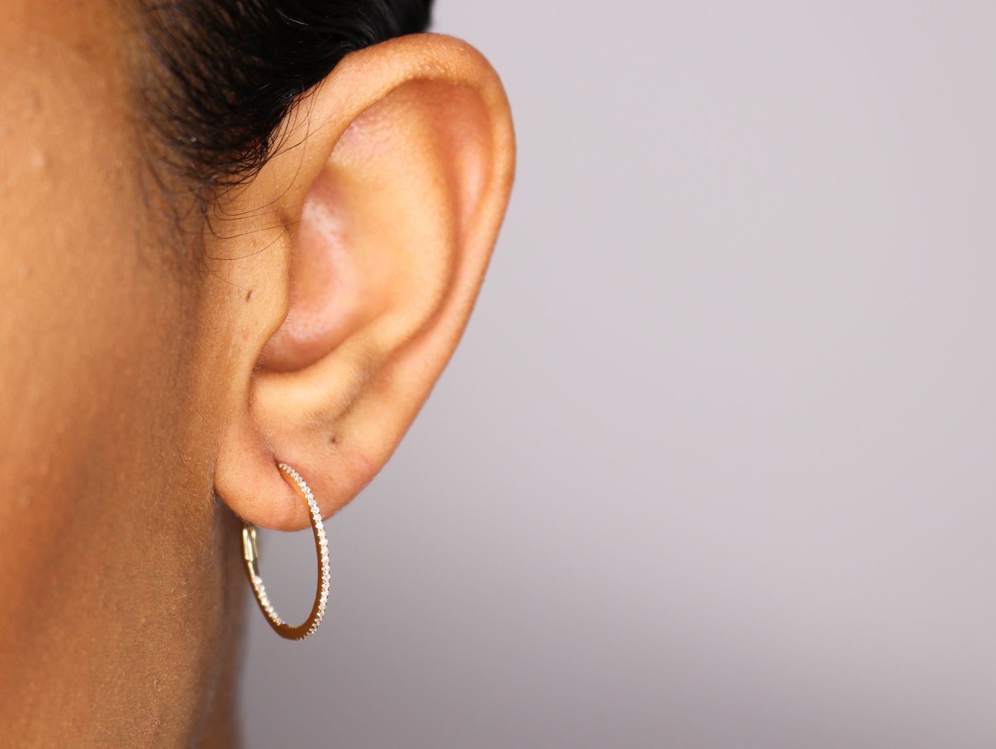 14K Diamond Hoop Earrings- Large - Nolita
