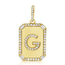 14K Diamond Initial Dog Tag - Nolita