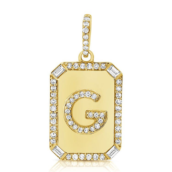14K Diamond Initial Dog Tag – Nolita