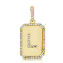 14K Diamond Initial Dog Tag - Nolita