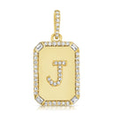 14K Diamond Initial Dog Tag - Nolita