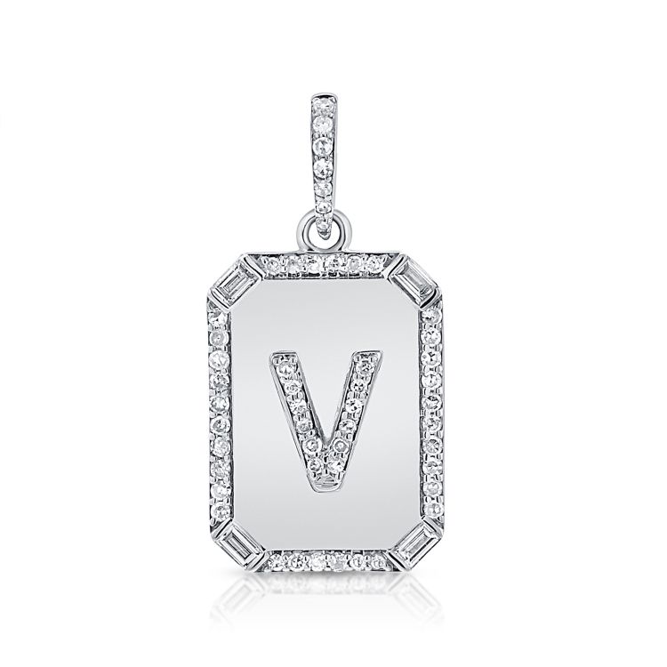 14K Diamond Initial Dog Tag - Nolita