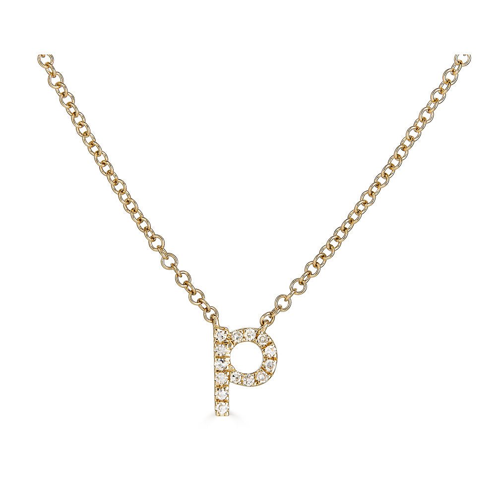 14K Diamond Initial Necklace - Lowercase - Nolita