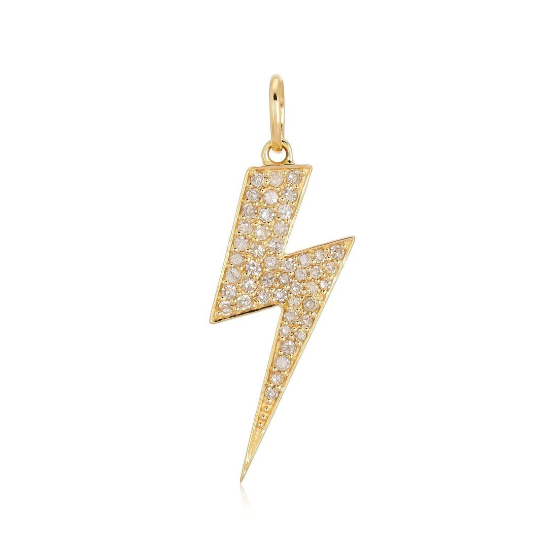 14K Diamond Lightning Bolt Charm - Nolita