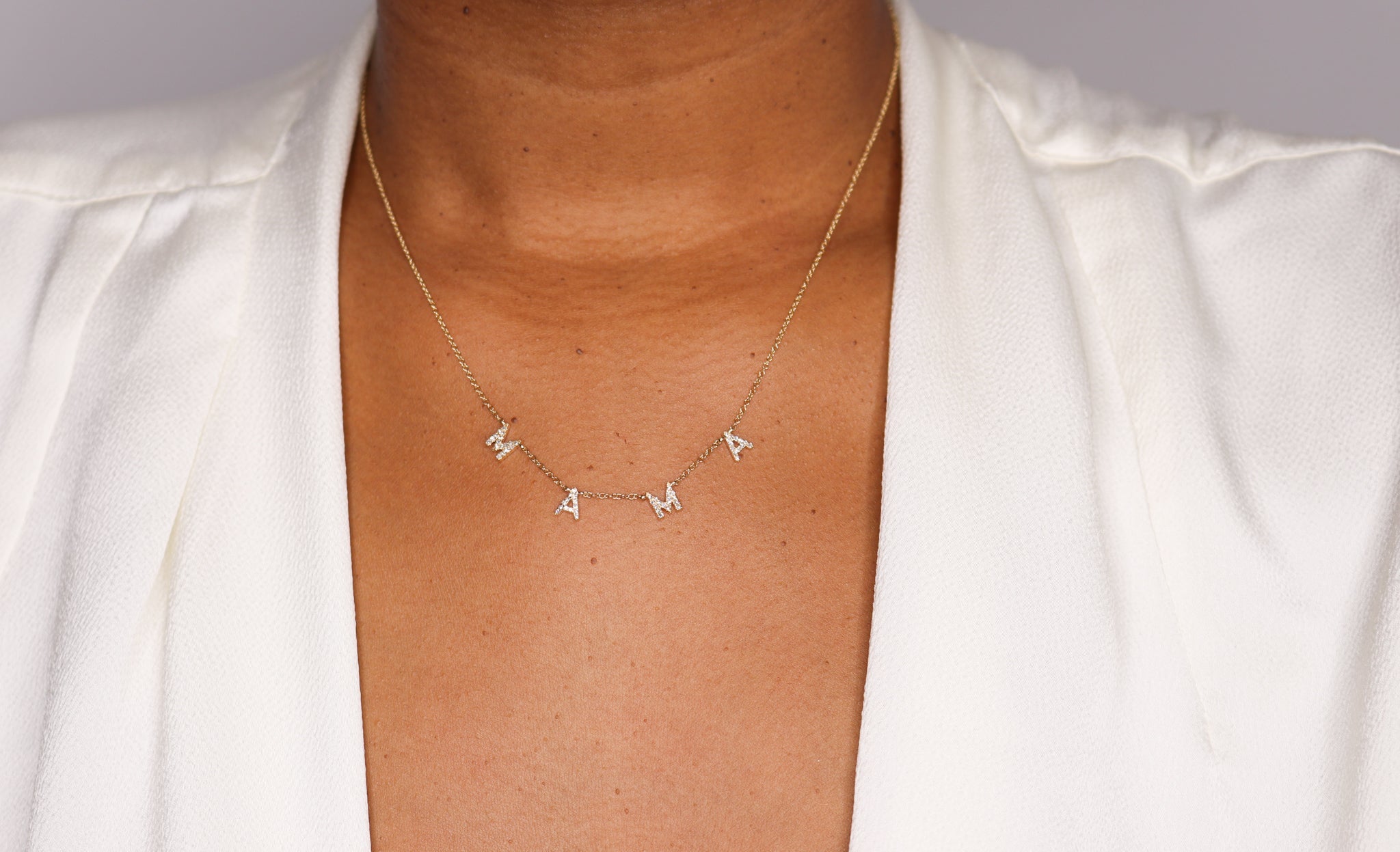 14K Diamond Mama Necklace -Spaces - Nolita