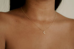 14K Diamond Moon Necklace - Nolita