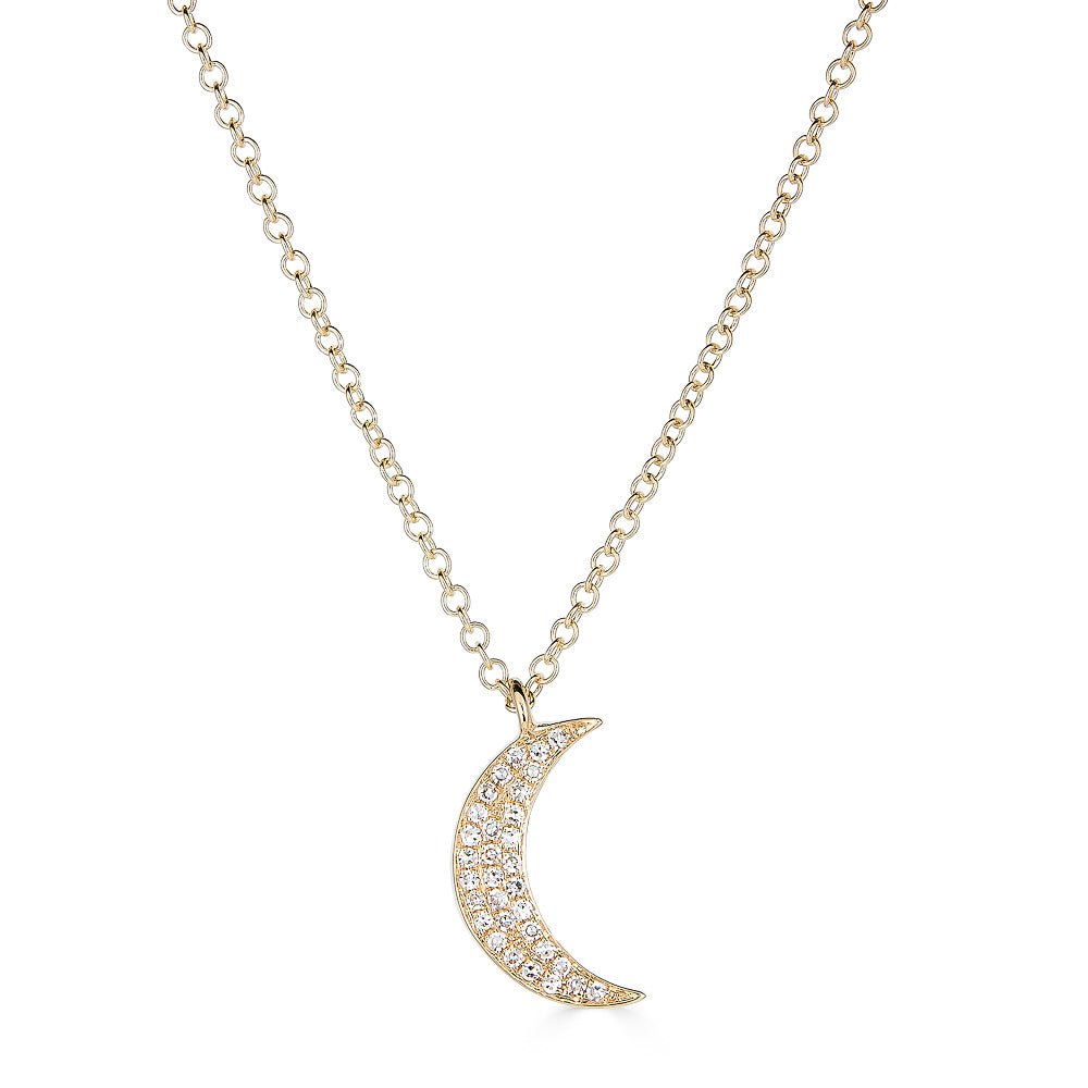 14K Diamond Moon Necklace - Nolita
