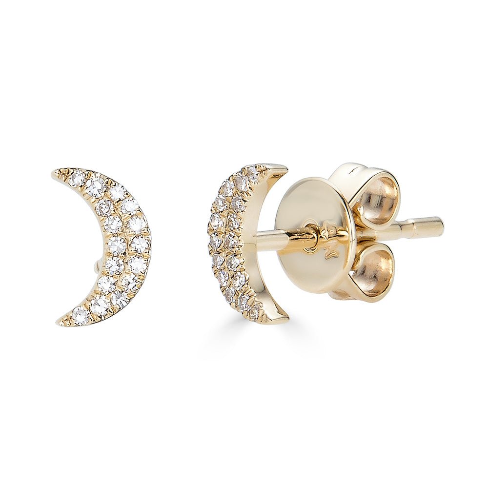 14K Diamond Moon Studs - Nolita