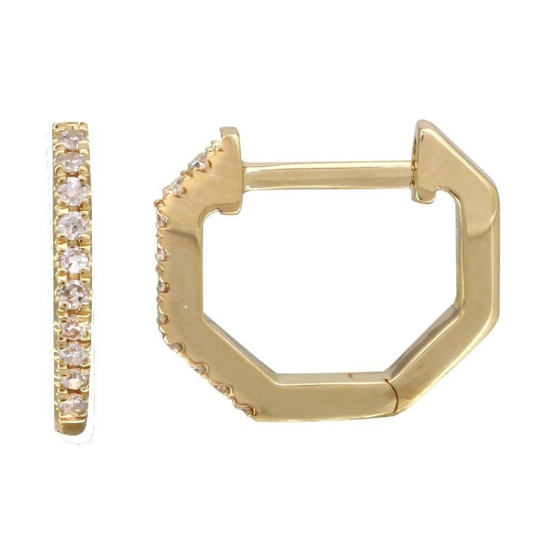 14K Diamond Octagon Huggies - Nolita