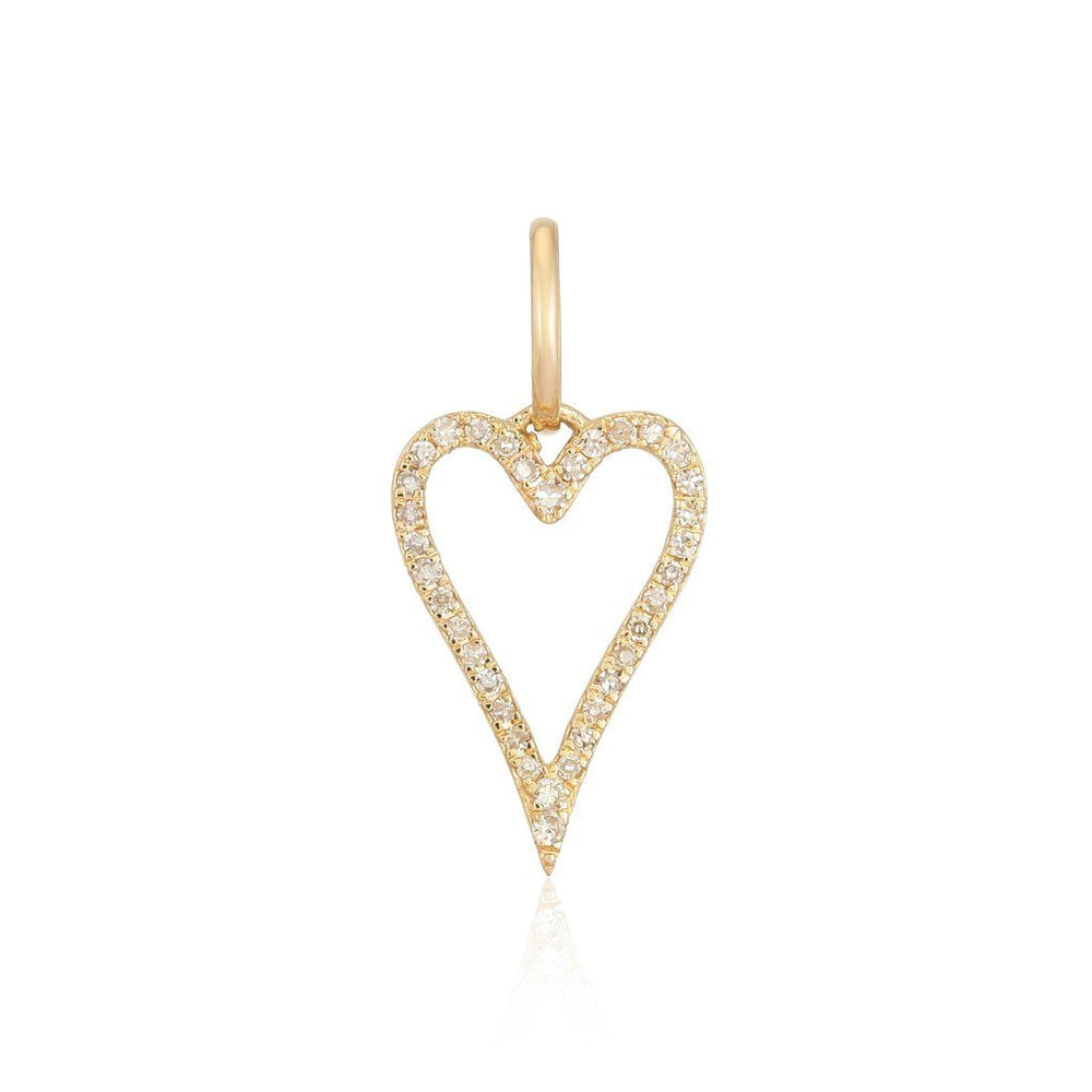 14K Diamond Open Heart Charm