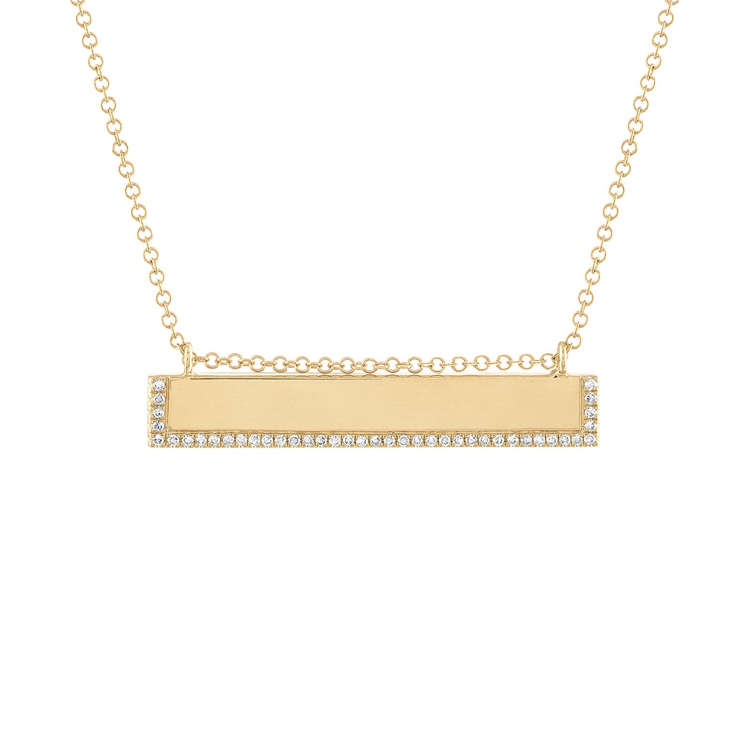 14K Diamond Outlined Bar Necklace - Nolita