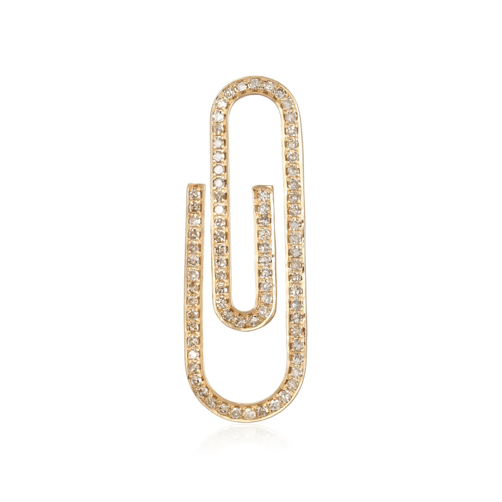 14K Diamond Paper Clip Connector - Nolita