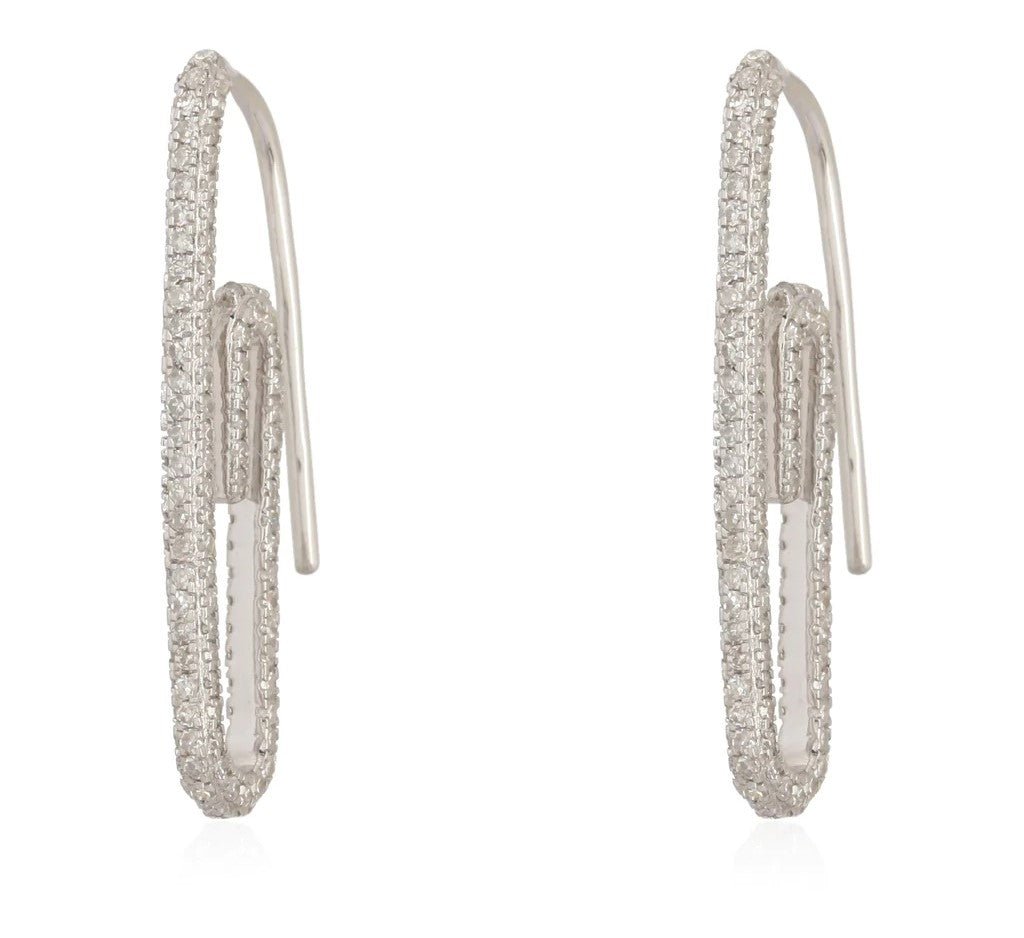 14K Diamond Paper Clip Earring - Nolita