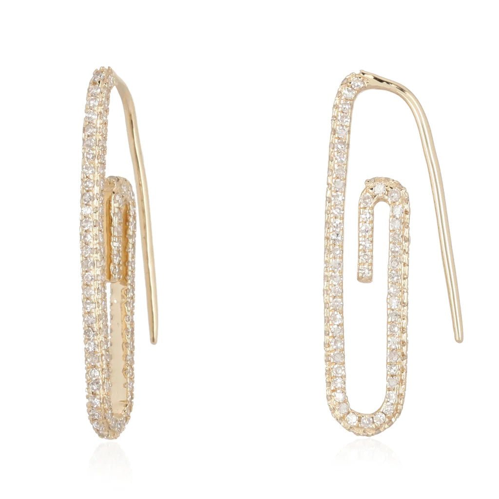 14K Diamond Paper Clip Earring - Nolita