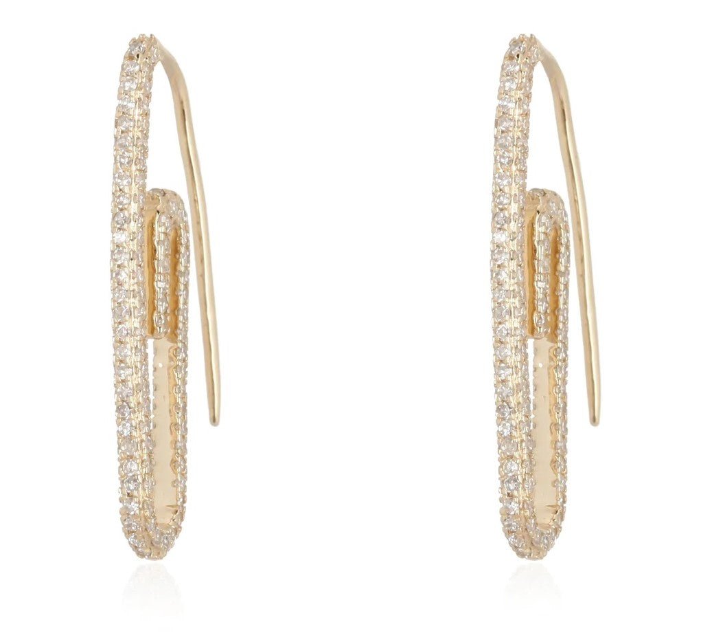 14K Diamond Paper Clip Earring - Nolita