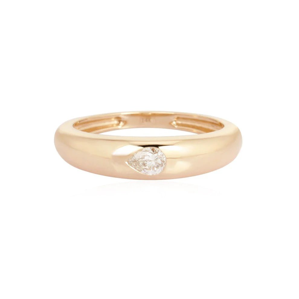 14K Diamond Pear Dome Ring - Nolita