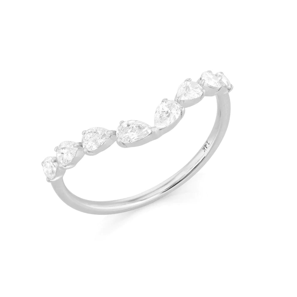 14K Diamond Pear V Ring - Nolita