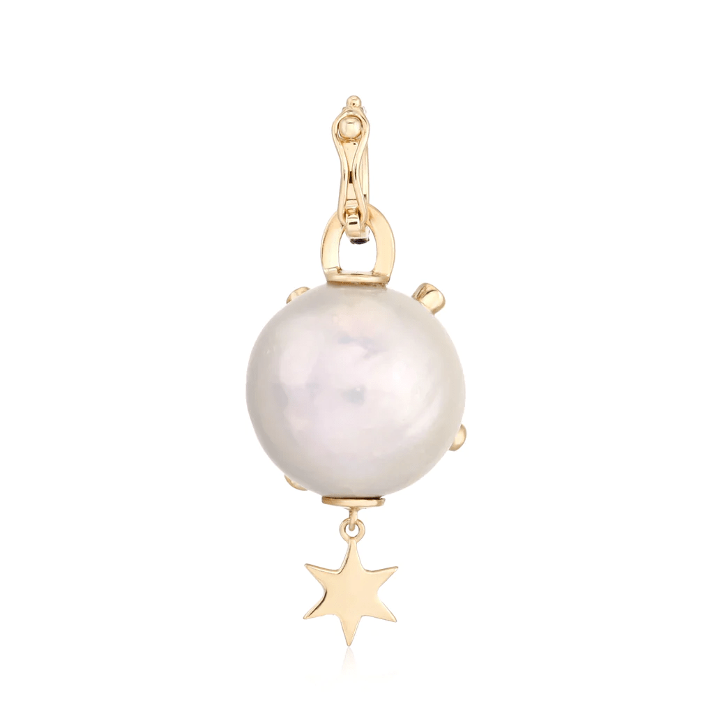 14K Diamond Pearl Charm - Nolita