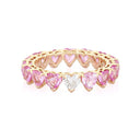 14K Diamond & Pink Sapphire Heart Eternity Band - Nolita