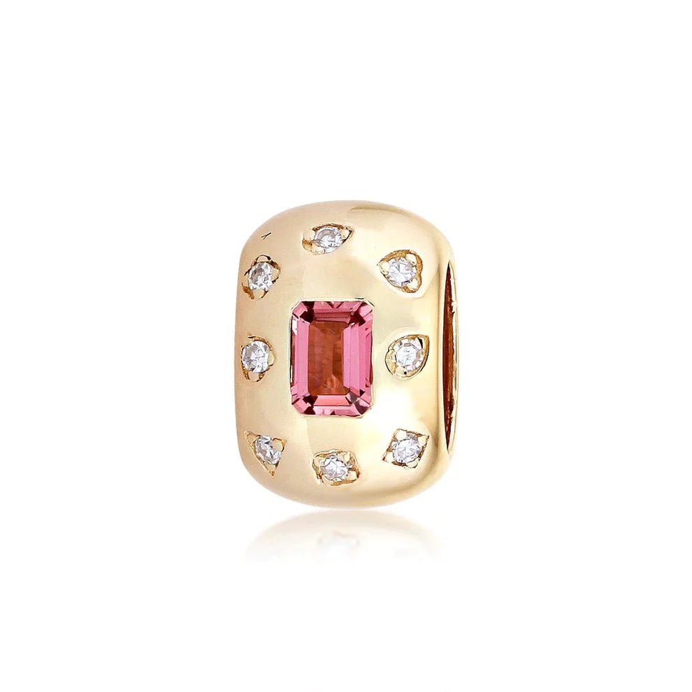 14K Diamond Pink Tourmaline Spacer Bead - Nolita