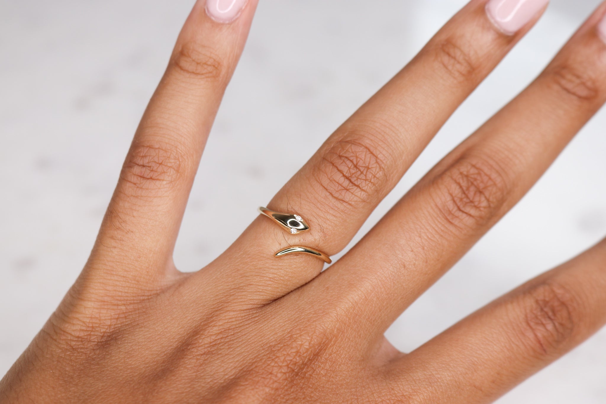 14k Diamond Snake Ring - Nolita