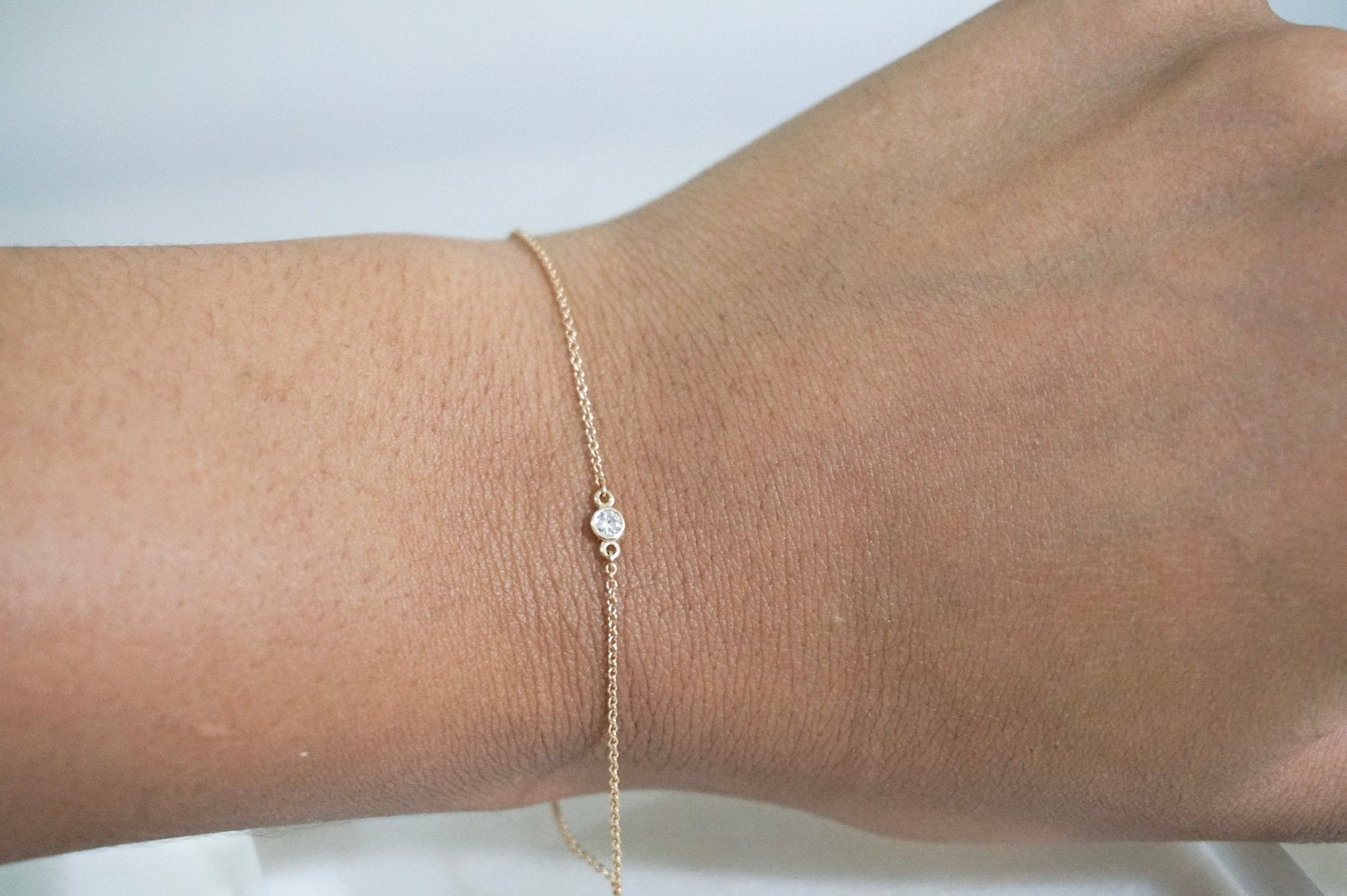 14K Diamond Solitaire Bracelet - Nolita