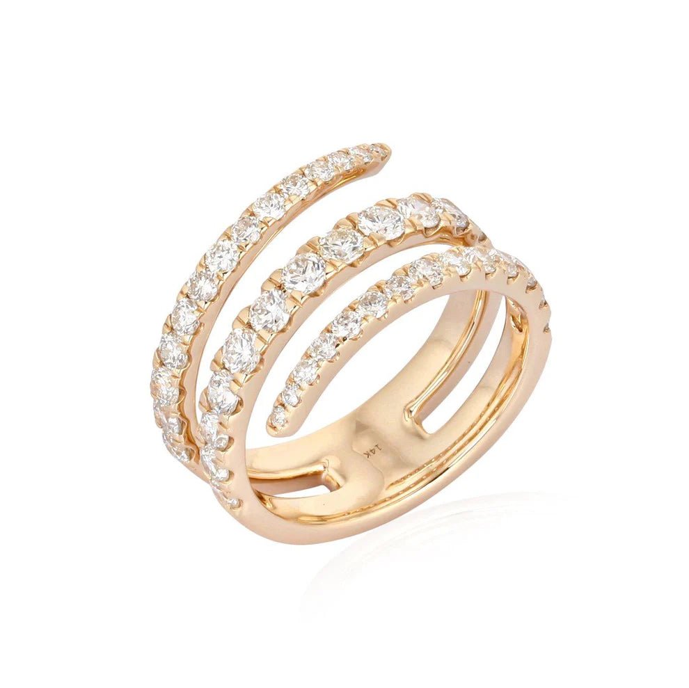 14K Diamond Spiral Ring - Nolita