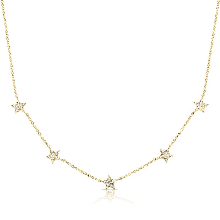 14K Diamond Star Station Necklace - Nolita