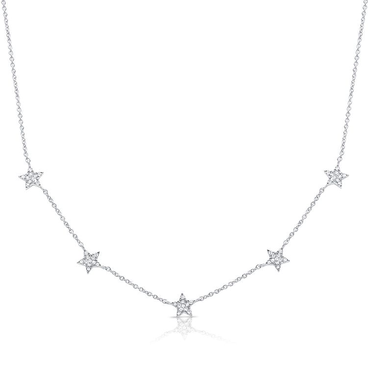 14K Diamond Star Station Necklace - Nolita
