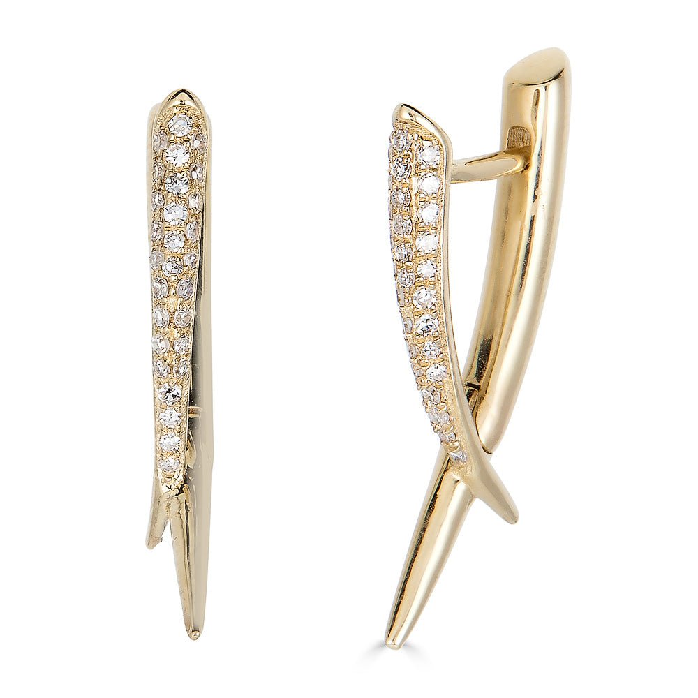 14K Diamond Thorn Earrings - Nolita