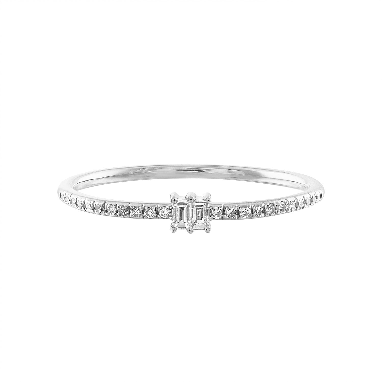 14K Double Baguette Diamond Ring - Nolita