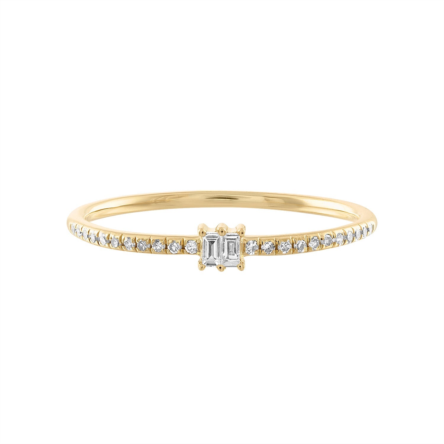 14K Double Baguette Diamond Ring - Nolita