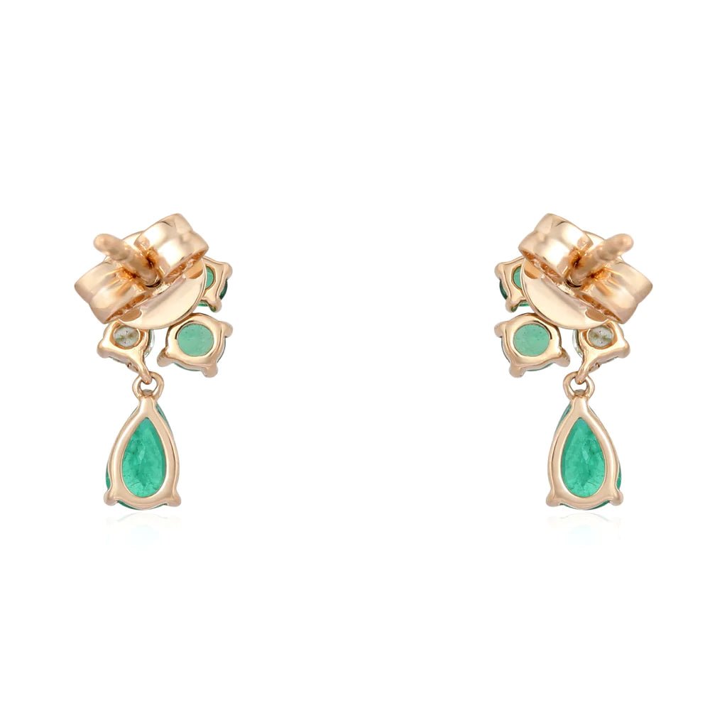 14K Emerald Pear Shape Diamond Earrings - Nolita