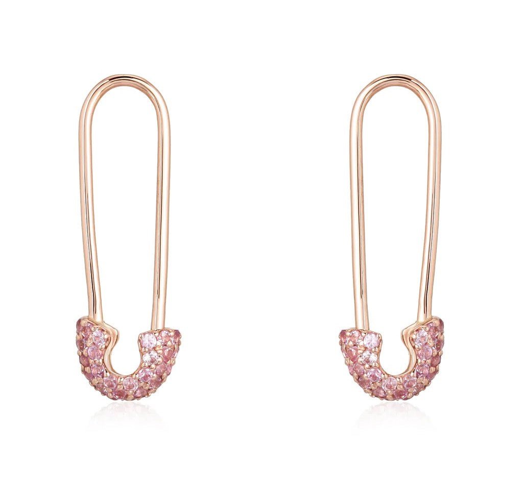 14K Gemstone Safety Pin Earring - Nolita