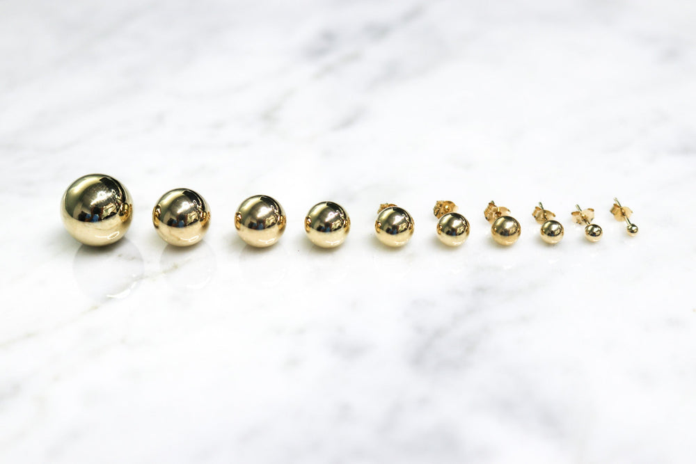 14K Gold Ball Studs