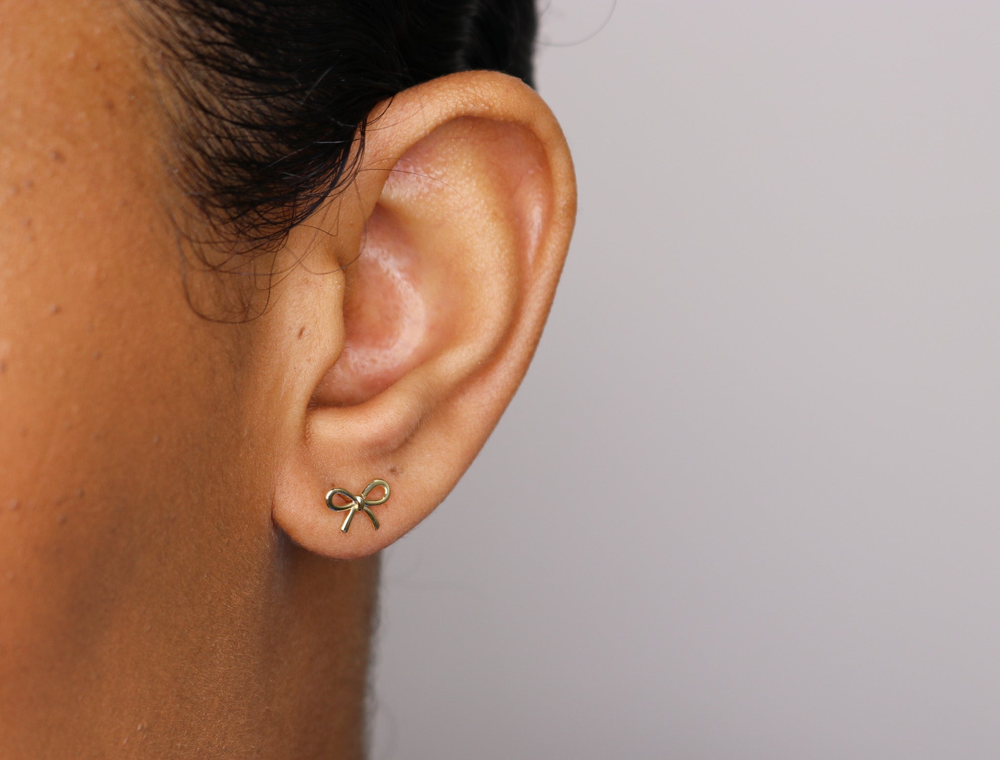 14K Gold Bow Stud Earrings - Nolita