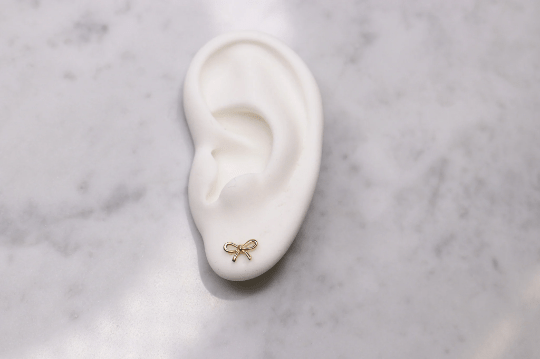 14K Gold Bow Stud Earrings - Nolita