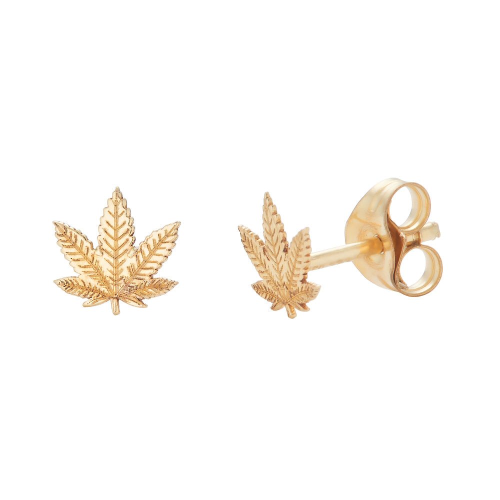 14K Gold Cannibis Studs - Nolita