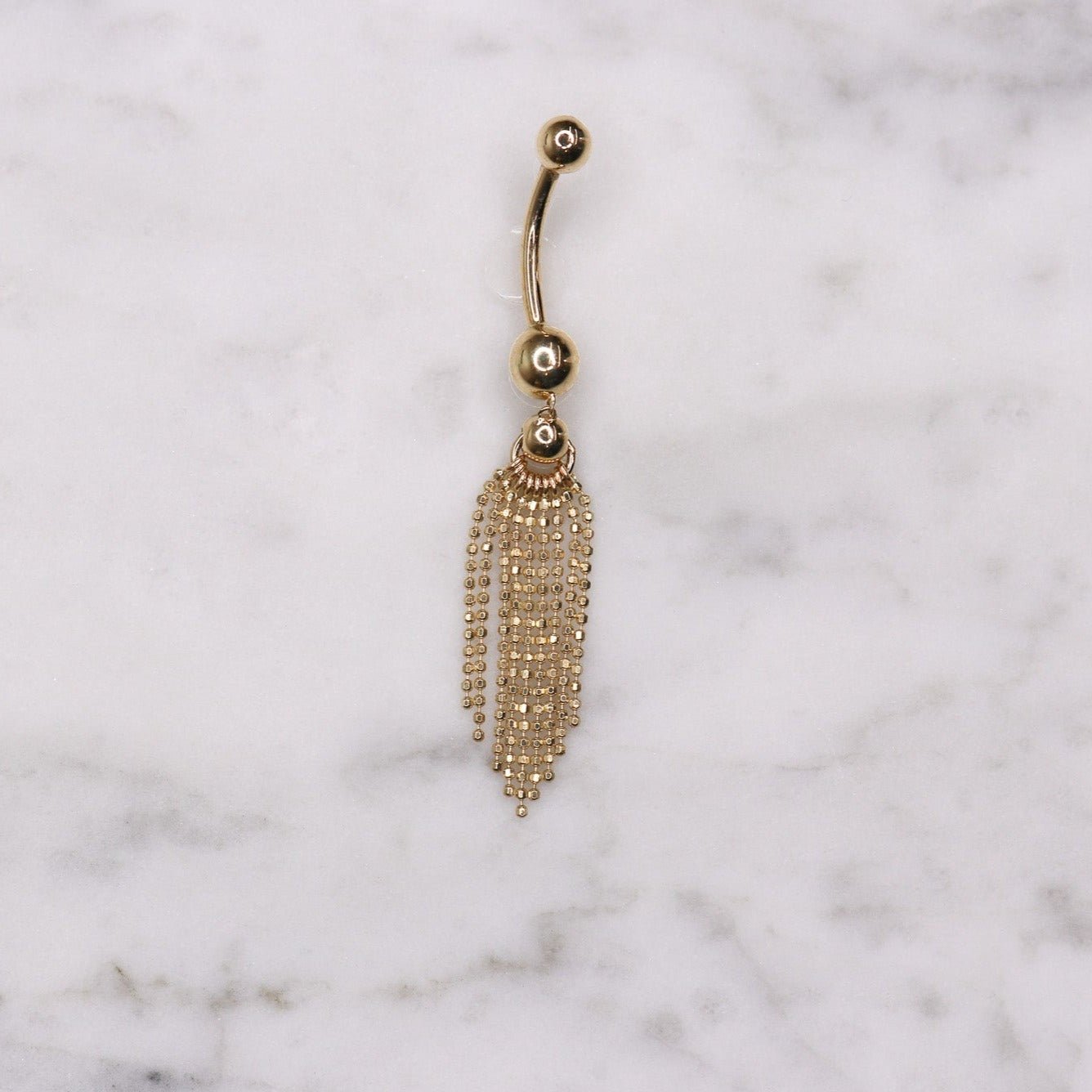 14K Gold Chain Dangle Belly Ring - Nolita