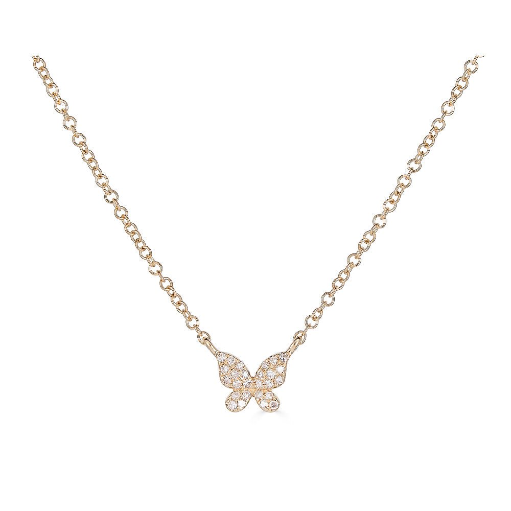 14K Gold Diamond Butterfly Necklace - Nolita