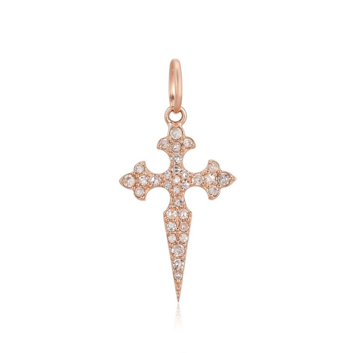 14K Gold Diamond Cross Charm - Nolita