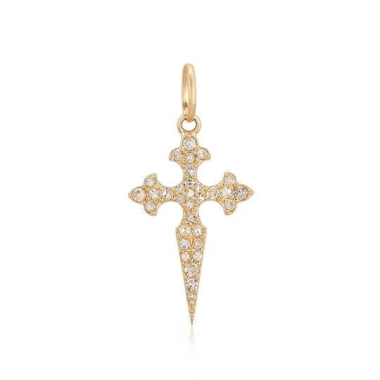 14K Gold Diamond Cross Charm
