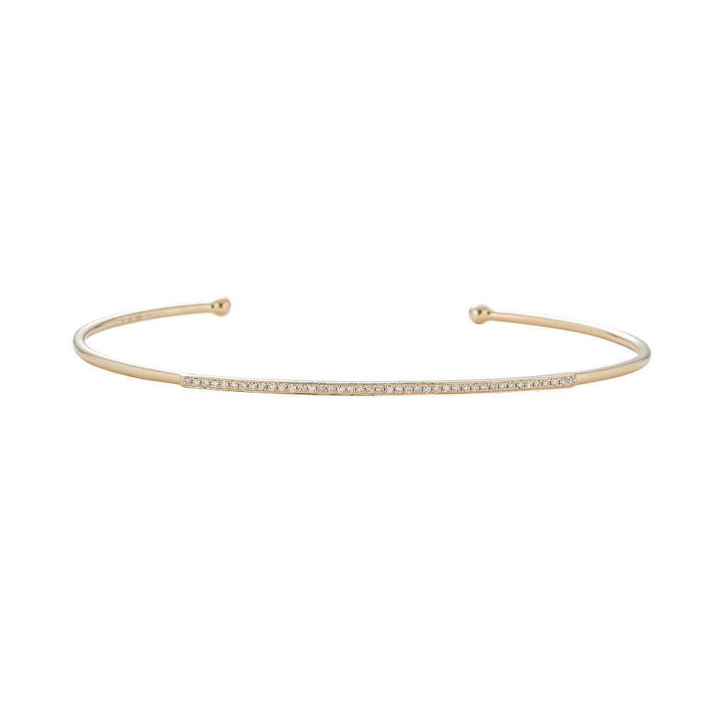 14K Gold Diamond Cuff Bangle - Nolita