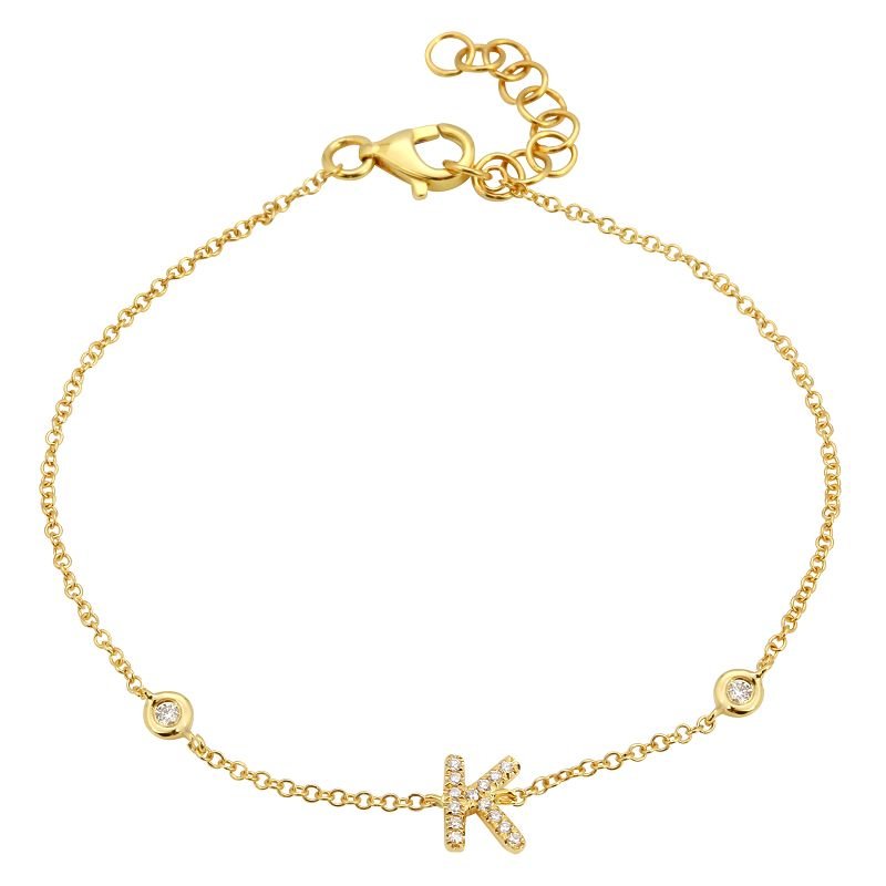 14K Gold Diamond Initial Bracelet - Nolita