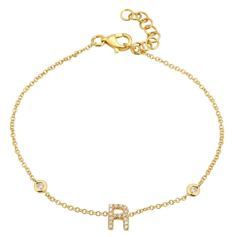 14K Gold Diamond Initial Bracelet - Nolita
